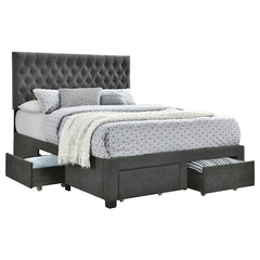 Soledad Upholstered Queen Storage Panel Bed Grey - 305877Q