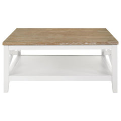 Hollis Square Wood Coffee Table With Shelf Brown and White - 708098