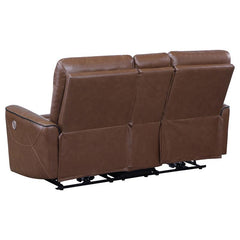 Greenfield Upholstered Power Reclining Loveseat Saddle Brown - 610265P