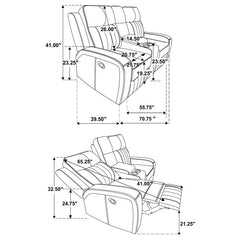 Raelynn Upholstered Track Arm Motion Loveseat Grey - 603192