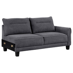 Caspian Upholstered Curved Arm Chaise Sectional Sofa Grey - 509540