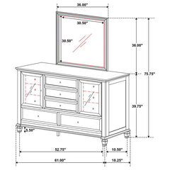 Sandy Beach 11-drawer Dresser with Mirror Cream White - 201303M