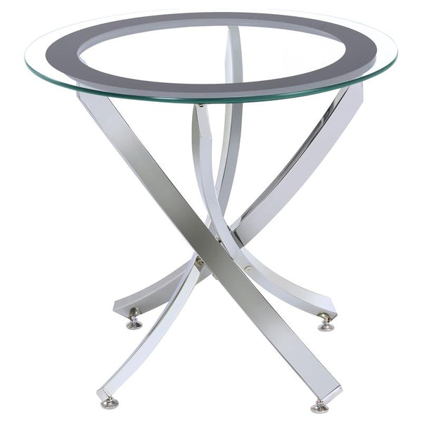 Brooke Round Glass Top Side End Table Metal Base Chrome - 702587
