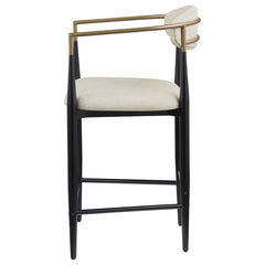 Tina Metal Counter Height Bar Stool with Upholstered Back and Seat Beige (Set of 2) - 121184