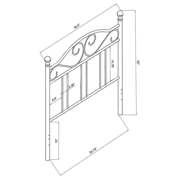 Ellis Metal Twin Open Frame Headboard Dark Bronze - 450103T