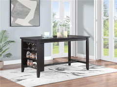 Elliston Rectangular Counter Height Dining Table with Storage Shelves Dark Grey - 121168