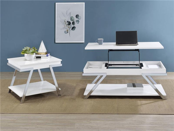 Marcia Rectangular Lift Top Coffee Table White High Gloss - 708158