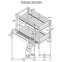 Ryder Wood Twin Over Full Bunk Bed Weathered Taupe - 400819