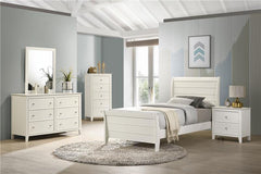 Selena Wood Twin Panel Bed Cream White - 400231T