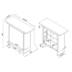 Acosta Rectangular Bar Unit with Footrest and Glass Side Panels - 182632