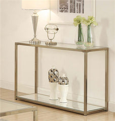 Cora Glass Top Entryway Console Table Chocolate Chrome - 705239