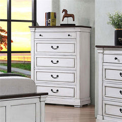 Hillcrest 5-drawer Bedroom Chest Distressed White - 223355
