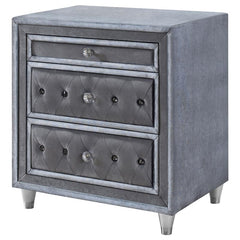 Antonella Upholstered 3-drawer Nightstand Grey - 223582