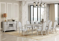 Evangeline Upholstered Dining Side Chair with Faux Diamond Trim Ivory and Silver Oak (Set of 2) - 107552