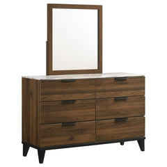 Mays 6-drawer Dresser with Mirror Walnut - 215963M