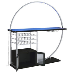 Risley 2-door Circular LED Home Bar with Wine Storage Dark Charcoal - 182799