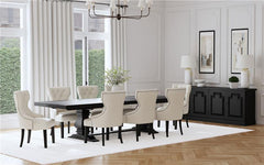 Florence Rectangular Pedestal Dining Table with Planked Wood Top Antique Black - 115531