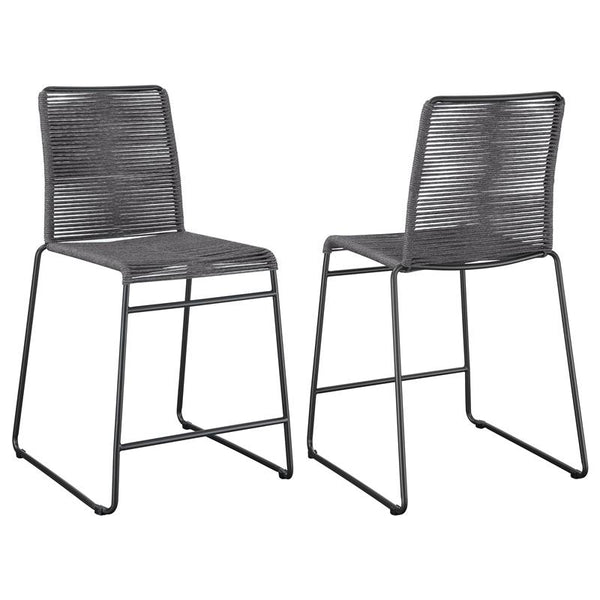 Jerome Upholstered Counter Height Stools with Footrest (Set of 2) Charcoal and Gunmetal - 192063