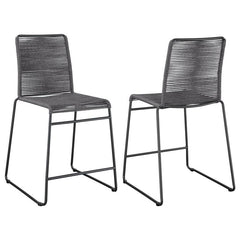Jerome Upholstered Counter Height Stools with Footrest (Set of 2) Charcoal and Gunmetal - 192063