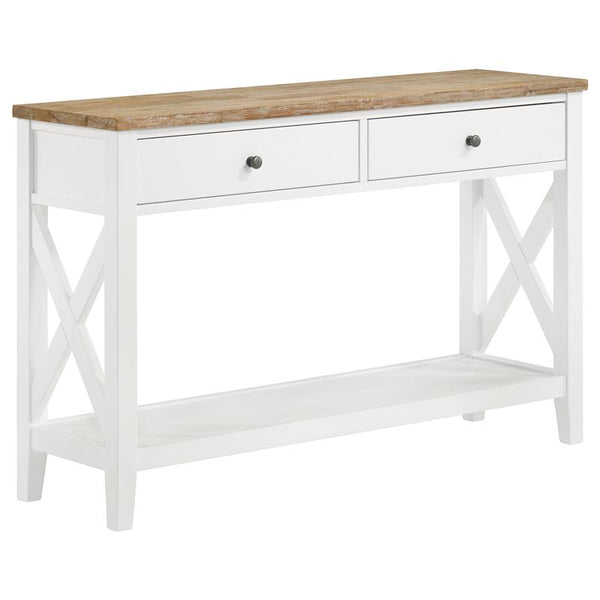 Hollis 2-drawer Wood Entryway Console Table Brown and White - 708099