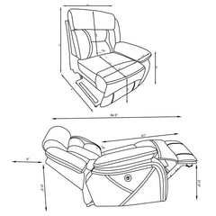 Higgins Upholstered RAF Power Recliner Grey - 600370B3