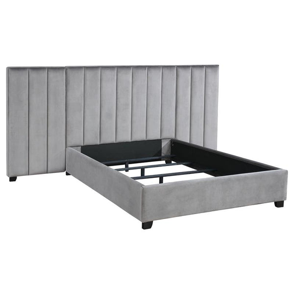 Arles Upholstered Eastern King Wall Panel Bed Grey - 306070KE-SP
