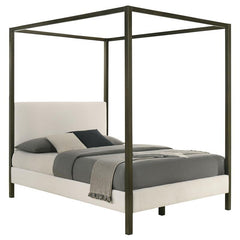 Monroe Upholstered Queen Canopy Bed Vanilla - 300834Q