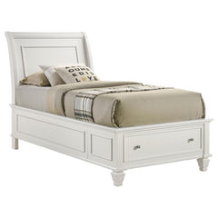 Selena Wood Twin Storage Panel Bed Cream White - 400239T