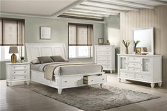 Sandy Beach Wood Eastern King Storage Panel Bed Cream White - 201309KE