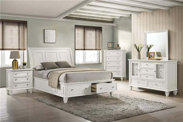 Sandy Beach Wood Queen Storage Panel Bed Cream White - 201309Q