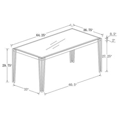 Pauline Rectangular Dining Table with Metal Leg White and Chrome - 193001