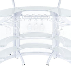 Dallas 2-shelf Curved Home Bar White and Frosted Glass (Set of 3) - 182136-S3