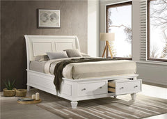 Selena Wood Full Storage Panel Bed Cream White - 400239F