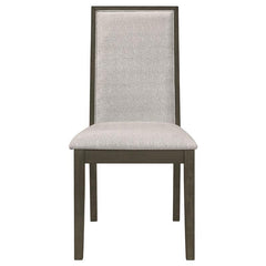 Kelly Upholstered Solid Back Dining Side Chair Beige and Dark Grey (Set of 2) - 107962