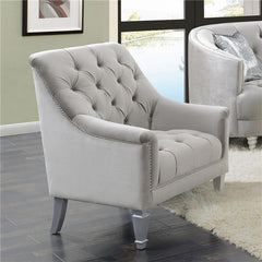 Avonlea Velvet Upholstered Sloped Arm Chair Grey Velvet - 508463