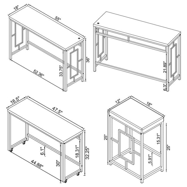 Jackson 4-piece Multipurpose Counter Height Table Set White and Chrome - 182714