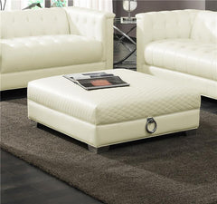 Chaviano Square Upholstered Ottoman Pearl White - 505394