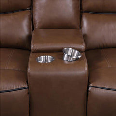 Greenfield Upholstered Power Reclining Loveseat Saddle Brown - 610265P