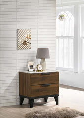 Mays 2-drawer Nightstand Walnut Brown with Faux Marble Top - 215962