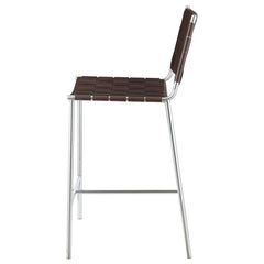 Adelaide Upholstered Counter Height Stool with Open Back Brown and Chrome - 183583