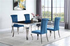 Carone Rectangular Glass Top Dining Table Black and Chrome - 115071