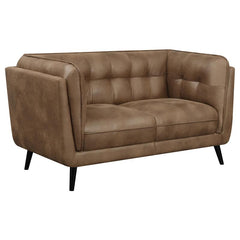 Thatcher Upholstered Tuxedo Arm Tufted Loveseat Brown - 509422