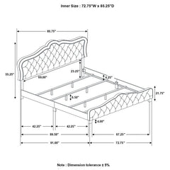 Bella Upholstered California King Panel Bed Grey - 315871KW