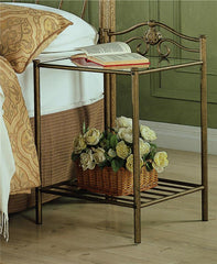 Sydney Metal 2-shelf Nightstand Antique Brushed Gold - 300172