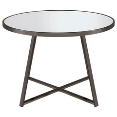 Jillian Round Dining Table with Tempered Mirror Top Black Nickel - 120630