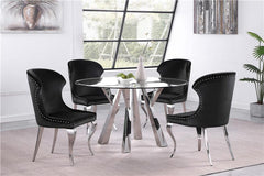 Cheyanne Upholstered Wingback Side Chair with Nailhead Trim Chrome and Black (Set of 2) - 190742