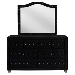 Deanna 7-drawer Rectangular Dresser with Mirror Black - 206103M