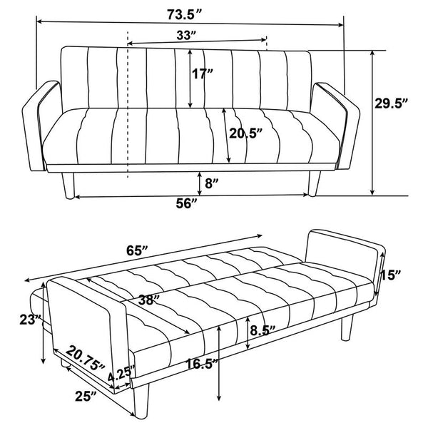 Sommer Upholstered Tufted Convertible Sofa Bed Grey - 360150