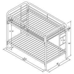 Morgan Metal Twin Over Twin Bunk Bed White - 2256W