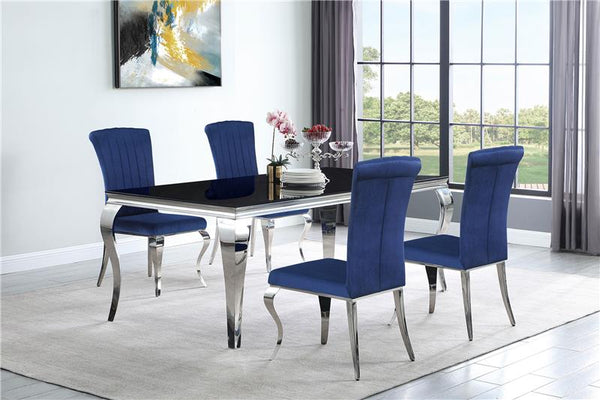 Carone Rectangular Glass Top Dining Table Black and Chrome - 115071